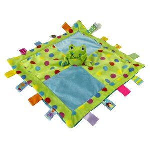 Taggies Mary Meyer Frog Lovey Baby Security Blanket Green Blue Polka Dots